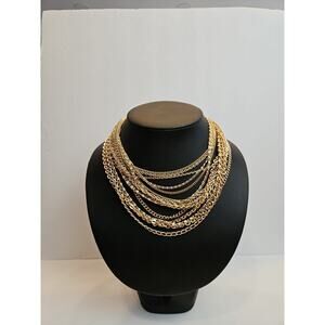 W. Germany Gold Tone Multiple Chain Necklace 5 Sets Of 3 Strands